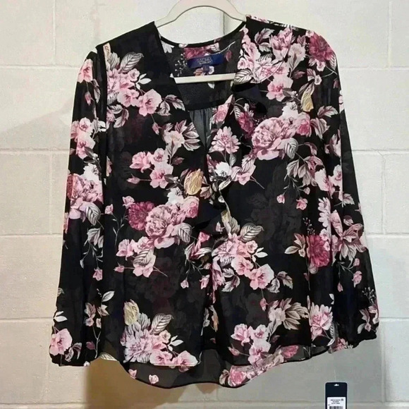 RACHEL Rachel‎ Roy Layla Top SMALL Floral Asymmetrical Ruffled Feminine Career - Picture 8 of 11